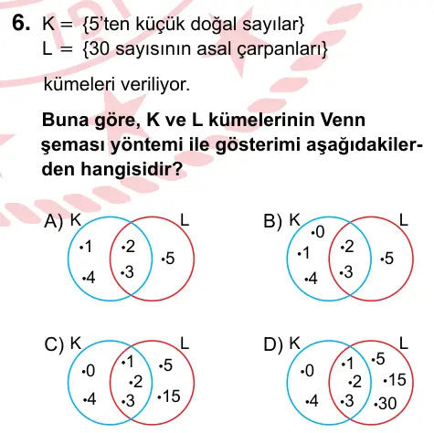 6. Sınıf Matematik 2024 İOKBS Bursluluk Sınavı 6. Soru görseli