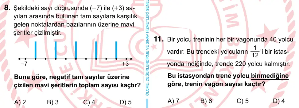 6. Sınıf Matematik 2024 İOKBS Bursluluk Sınavı 8. Soru görseli