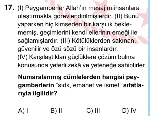 6. Sınıf Sosyal Bilgiler 2024 İOKBS Bursluluk Sınavı 17. Soru görseli