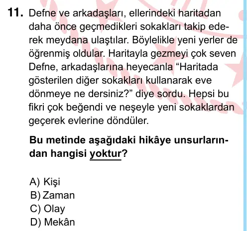 6. Sınıf Türkçe 2024 İOKBS Bursluluk Sınavı 11. Soru görseli