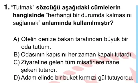 6. Sınıf Türkçe 2024 İOKBS Bursluluk Sınavı 1. Soru görseli
