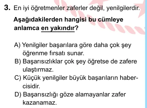 6. Sınıf Türkçe 2024 İOKBS Bursluluk Sınavı 3. Soru görseli