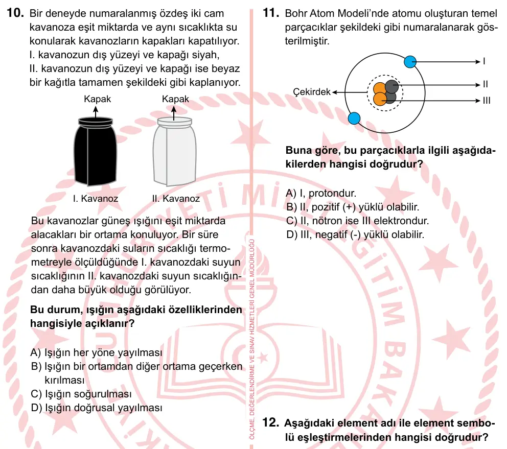7. Sınıf Fen Bilimleri 2024 İOKBS Bursluluk Sınavı 10. Soru görseli