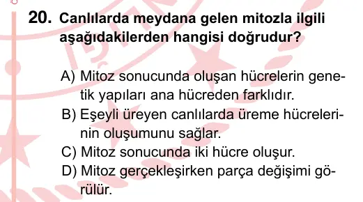 7. Sınıf Fen Bilimleri 2024 İOKBS Bursluluk Sınavı 20. Soru görseli