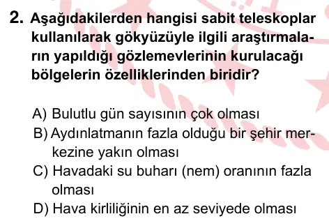 7. Sınıf Fen Bilimleri 2024 İOKBS Bursluluk Sınavı 2. Soru görseli