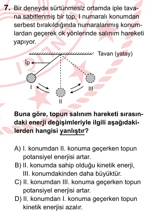 7. Sınıf Fen Bilimleri 2024 İOKBS Bursluluk Sınavı 7. Soru görseli