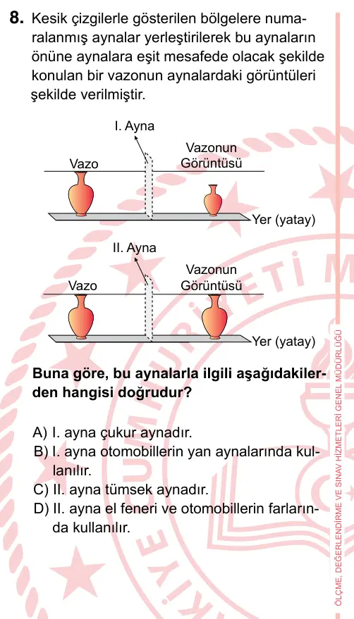 7. Sınıf Fen Bilimleri 2024 İOKBS Bursluluk Sınavı 8. Soru görseli