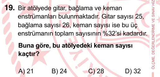 7. Sınıf Matematik 2024 İOKBS Bursluluk Sınavı 19. Soru görseli