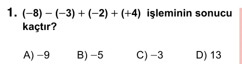 7. Sınıf Matematik 2024 İOKBS Bursluluk Sınavı 1. Soru görseli