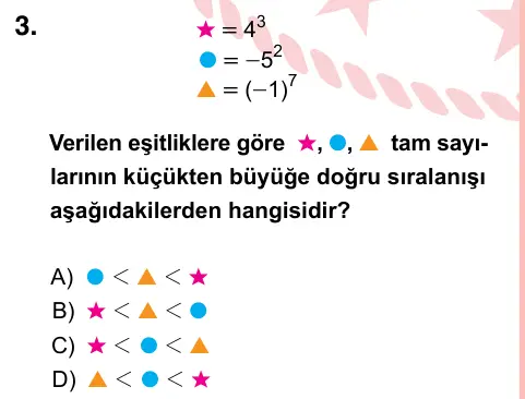 7. Sınıf Matematik 2024 İOKBS Bursluluk Sınavı 3. Soru görseli
