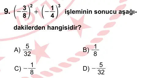 7. Sınıf Matematik 2024 İOKBS Bursluluk Sınavı 9. Soru görseli