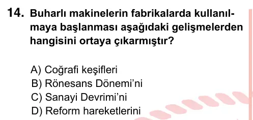 7. Sınıf Sosyal Bilgiler 2024 İOKBS Bursluluk Sınavı 14. Soru görseli