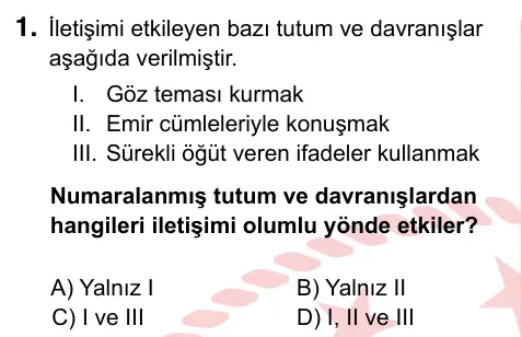 7. Sınıf Sosyal Bilgiler 2024 İOKBS Bursluluk Sınavı 1. Soru görseli