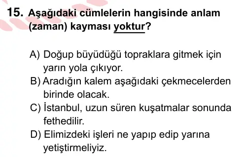 7. Sınıf Türkçe 2024 İOKBS Bursluluk Sınavı 15. Soru görseli