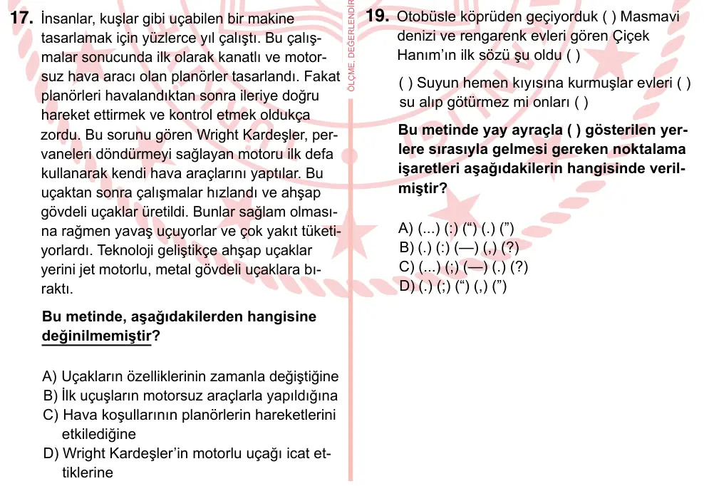 7. Sınıf Türkçe 2024 İOKBS Bursluluk Sınavı 17. Soru görseli