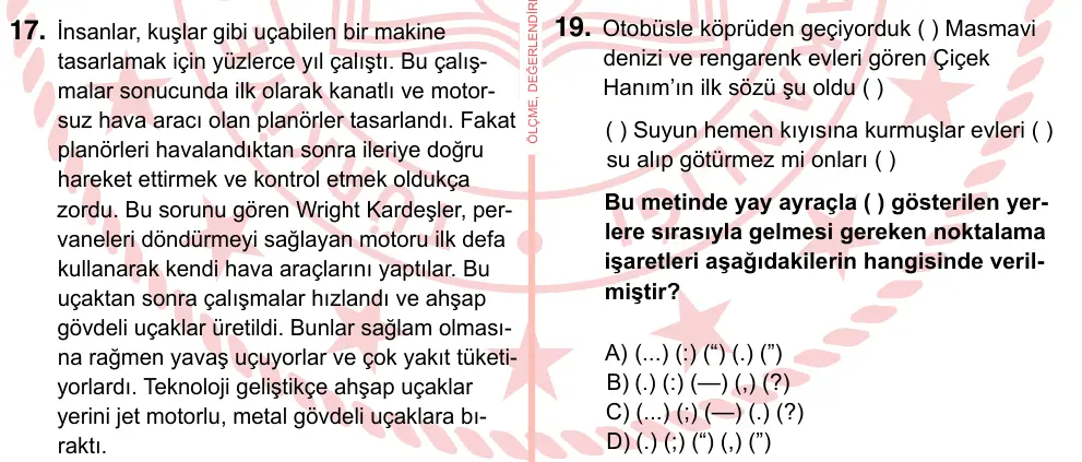 7. Sınıf Türkçe 2024 İOKBS Bursluluk Sınavı 19. Soru görseli