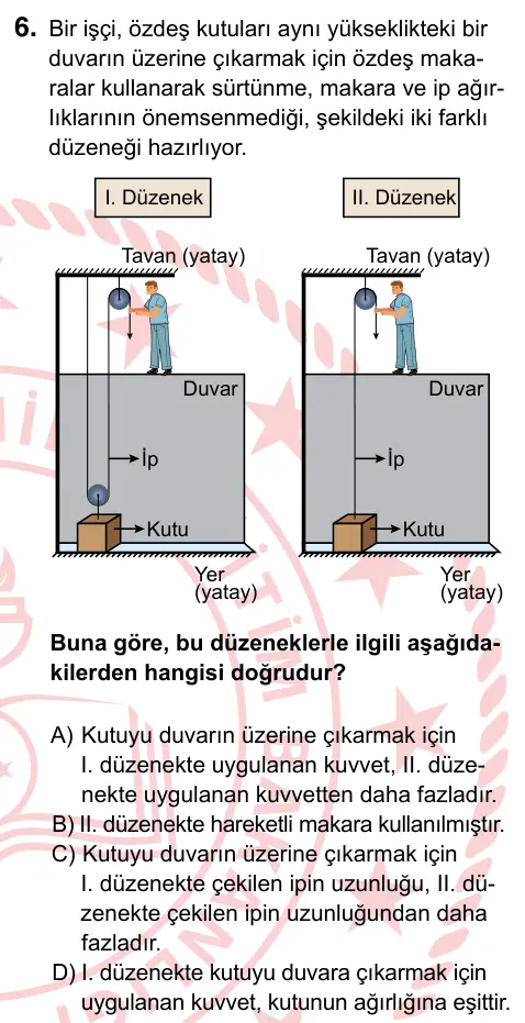 8. Sınıf ve Hazırlık Fen Bilimleri 2024 İOKBS Bursluluk Sınavı 6. Soru görseli