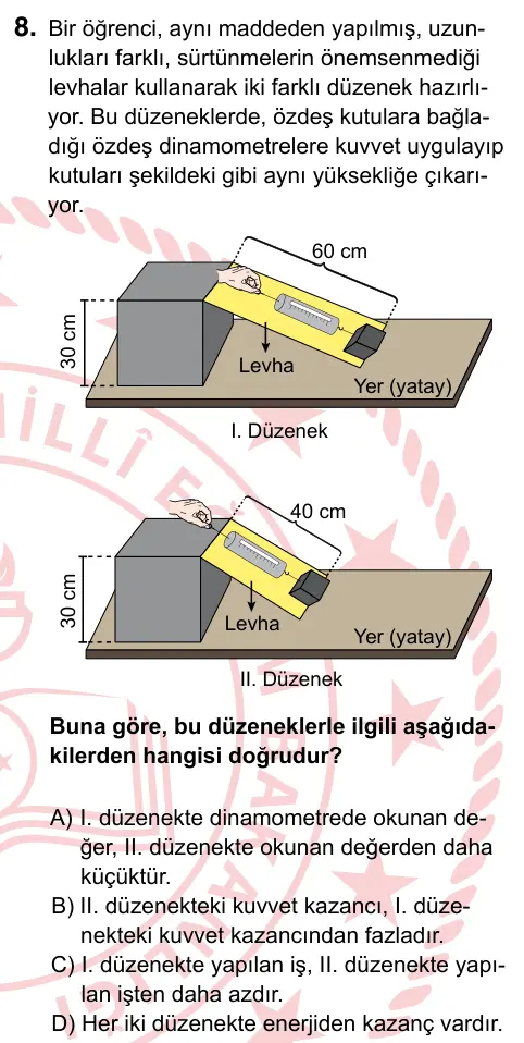 8. Sınıf ve Hazırlık Fen Bilimleri 2024 İOKBS Bursluluk Sınavı 8. Soru görseli