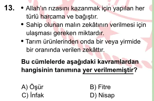 8. Sınıf ve Hazırlık Sosyal Bilgiler 2024 İOKBS Bursluluk Sınavı 13. Soru görseli