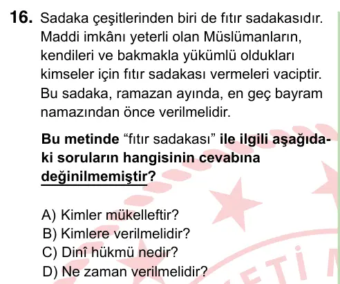 8. Sınıf ve Hazırlık Sosyal Bilgiler 2024 İOKBS Bursluluk Sınavı 16. Soru görseli