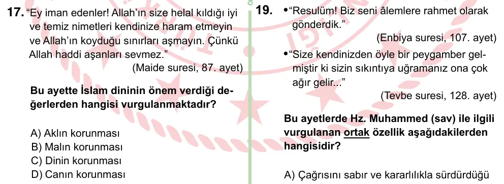8. Sınıf ve Hazırlık Sosyal Bilgiler 2024 İOKBS Bursluluk Sınavı 17. Soru görseli