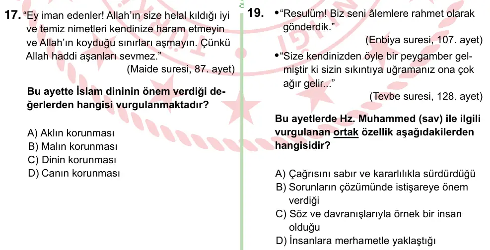 8. Sınıf ve Hazırlık Sosyal Bilgiler 2024 İOKBS Bursluluk Sınavı 19. Soru görseli