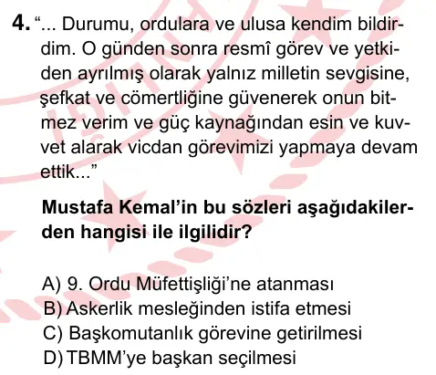 8. Sınıf ve Hazırlık Sosyal Bilgiler 2024 İOKBS Bursluluk Sınavı 4. Soru görseli
