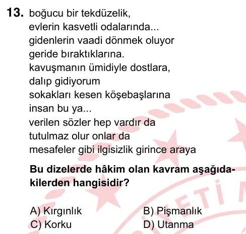 8. Sınıf ve Hazırlık Türkçe 2024 İOKBS Bursluluk Sınavı 13. Soru görseli