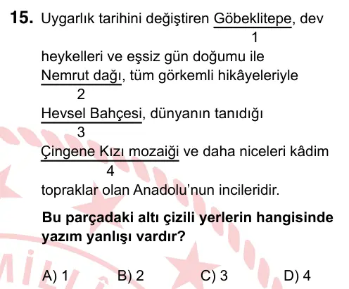 8. Sınıf ve Hazırlık Türkçe 2024 İOKBS Bursluluk Sınavı 15. Soru görseli