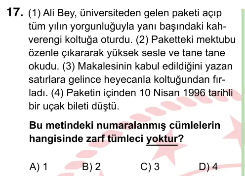 8. Sınıf ve Hazırlık Türkçe 2024 İOKBS Bursluluk Sınavı 17. Soru görseli