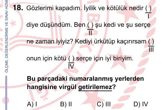 9, 10, 11. Sınıf Türk Dili ve Edebiyatı 2024 İOKBS Bursluluk Sınavı 18. Soru görseli