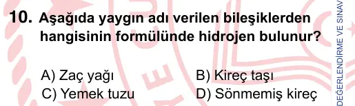 9, 10, 11. Sınıf Fen Bilimleri 2024 İOKBS Bursluluk Sınavı 10. Soru görseli
