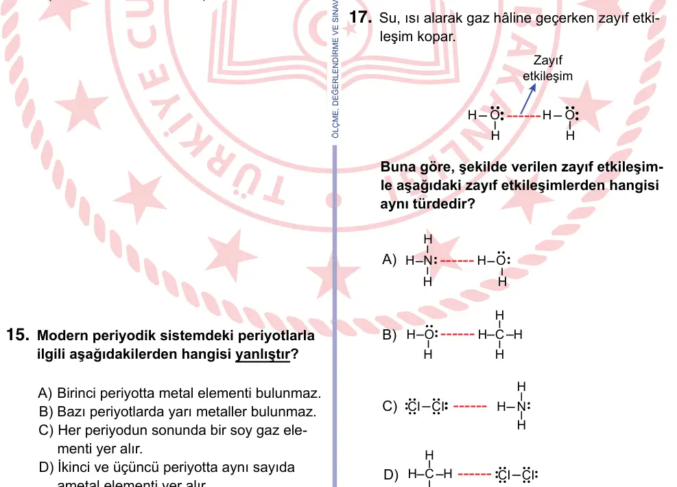 9, 10, 11. Sınıf Fen Bilimleri 2024 İOKBS Bursluluk Sınavı 17. Soru görseli