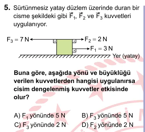 9, 10, 11. Sınıf Fen Bilimleri 2024 İOKBS Bursluluk Sınavı 5. Soru görseli