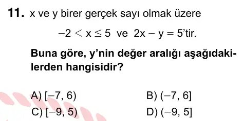9, 10, 11. Sınıf Matematik 2024 İOKBS Bursluluk Sınavı 11. Soru görseli