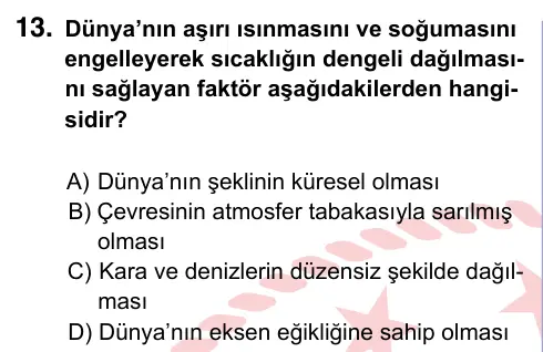 9, 10, 11. Sınıf Sosyal Bilgiler 2024 İOKBS Bursluluk Sınavı 13. Soru görseli