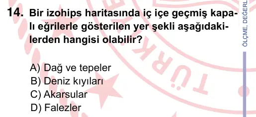 9, 10, 11. Sınıf Sosyal Bilgiler 2024 İOKBS Bursluluk Sınavı 14. Soru görseli