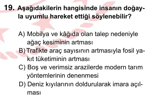 9, 10, 11. Sınıf Sosyal Bilgiler 2024 İOKBS Bursluluk Sınavı 19. Soru görseli
