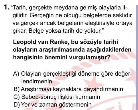 9, 10, 11. Sınıf Sosyal Bilgiler 2024 İOKBS Bursluluk Sınavı 1. Soru görseli