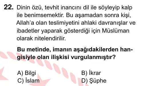 9, 10, 11. Sınıf Sosyal Bilgiler 2024 İOKBS Bursluluk Sınavı 22. Soru görseli