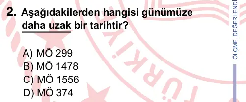 9, 10, 11. Sınıf Sosyal Bilgiler 2024 İOKBS Bursluluk Sınavı 2. Soru görseli
