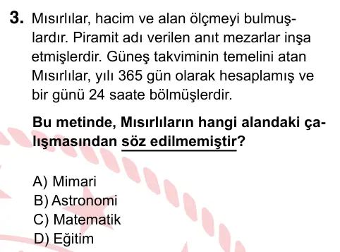 9, 10, 11. Sınıf Sosyal Bilgiler 2024 İOKBS Bursluluk Sınavı 3. Soru görseli
