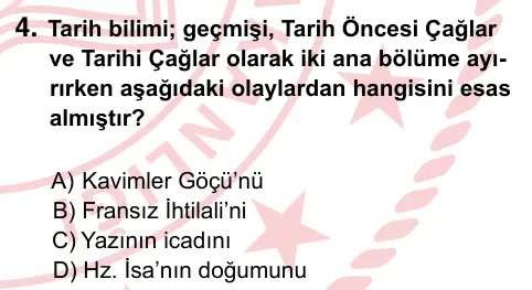 9, 10, 11. Sınıf Sosyal Bilgiler 2024 İOKBS Bursluluk Sınavı 4. Soru görseli