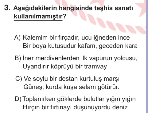 10, 11. Sınıf Türk Dili ve Edebiyatı 2025 İOKBS Bursluluk Sınavı 3. Soru görseli