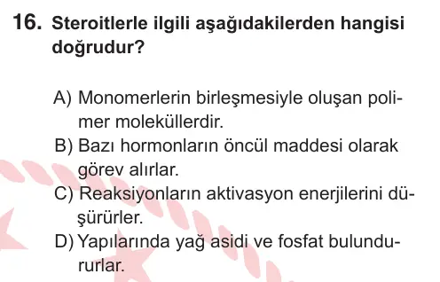 10, 11. Sınıf Fen Bilimleri 2025 İOKBS Bursluluk Sınavı 16. Soru görseli