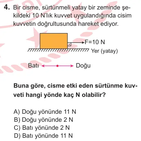 10, 11. Sınıf Fen Bilimleri 2025 İOKBS Bursluluk Sınavı 4. Soru görseli