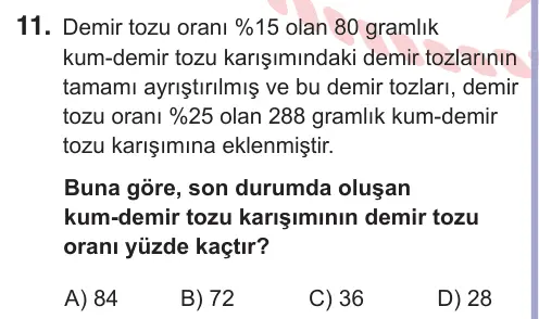 10, 11. Sınıf Matematik 2025 İOKBS Bursluluk Sınavı 11. Soru görseli