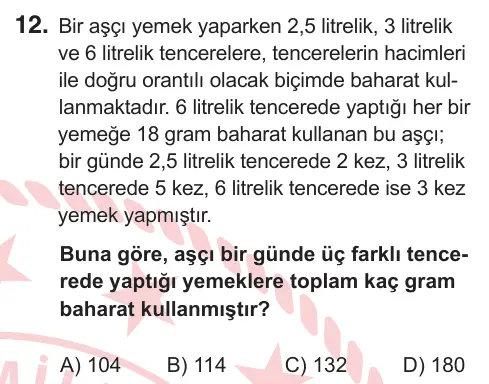 10, 11. Sınıf Matematik 2025 İOKBS Bursluluk Sınavı 12. Soru görseli
