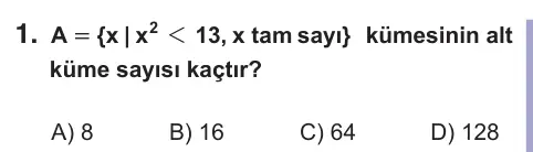 10, 11. Sınıf Matematik 2025 İOKBS Bursluluk Sınavı 1. Soru görseli