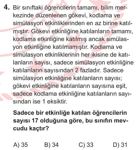 10, 11. Sınıf Matematik 2025 İOKBS Bursluluk Sınavı 4. Soru görseli